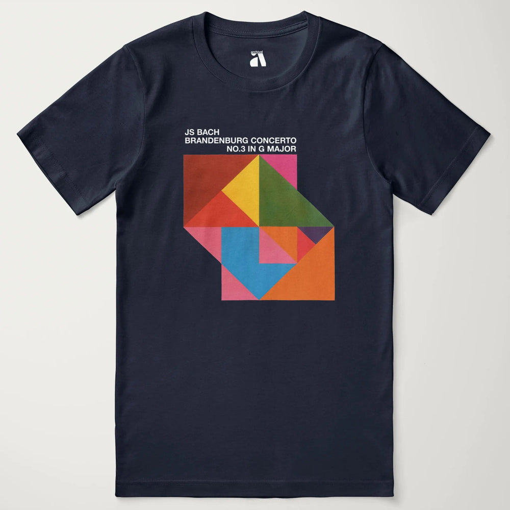 bach: brandenburg concerto no. 3 classic tee in navy, laid flat