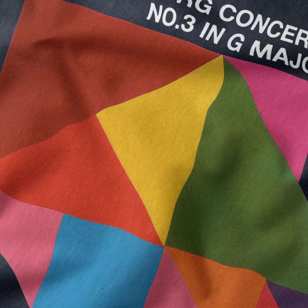 bach: brandenburg concerto no. 3 classic tee in navy, close-up of the print