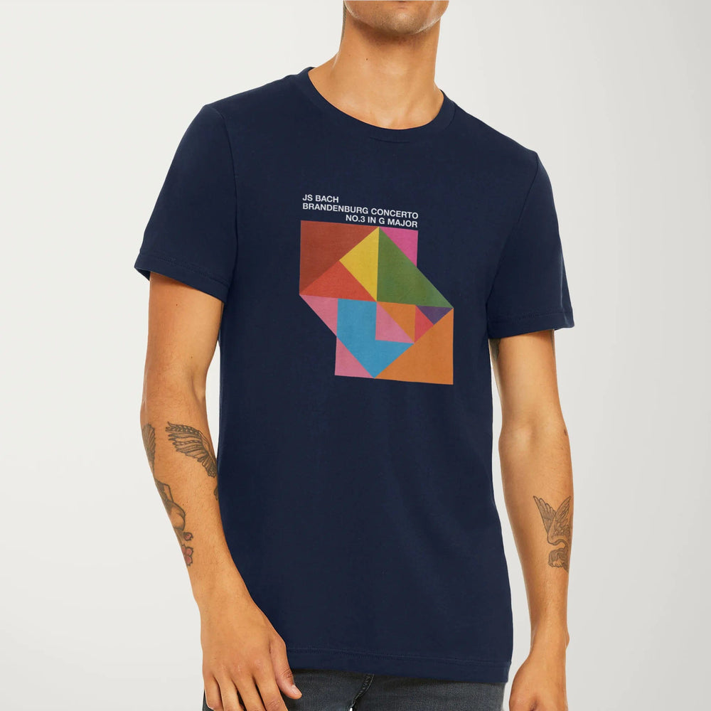 bach: brandenburg concerto no. 3 classic tee in navy, worn