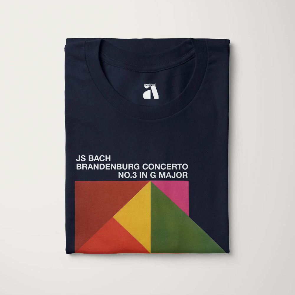 bach: brandenburg concerto no. 3 classic tee in navy, folded