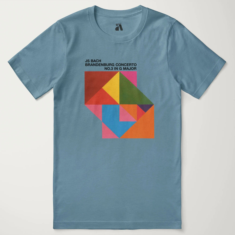 bach: brandenburg concerto no. 3 classic tee in steel blue, laid flat