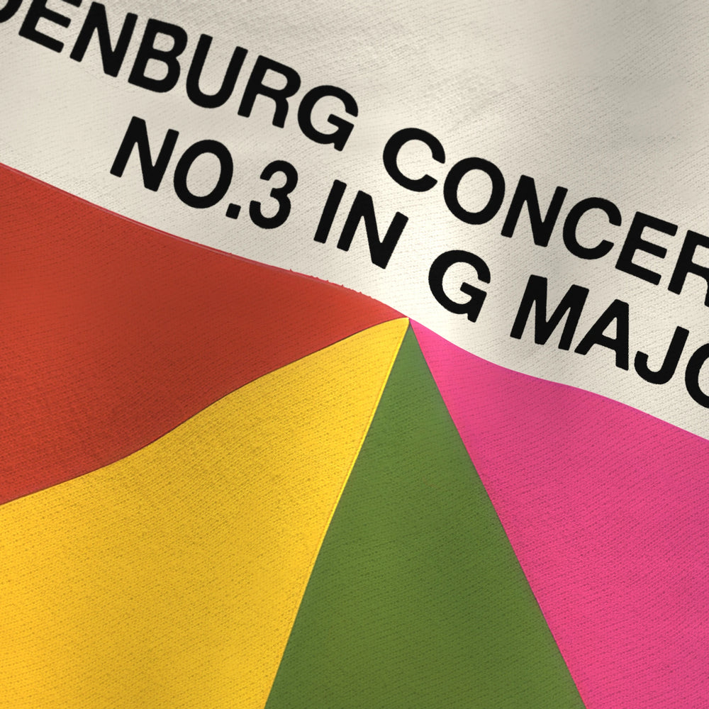 bach: brandenburg concerto no. 3 classic crewneck in bone, close-up of the print