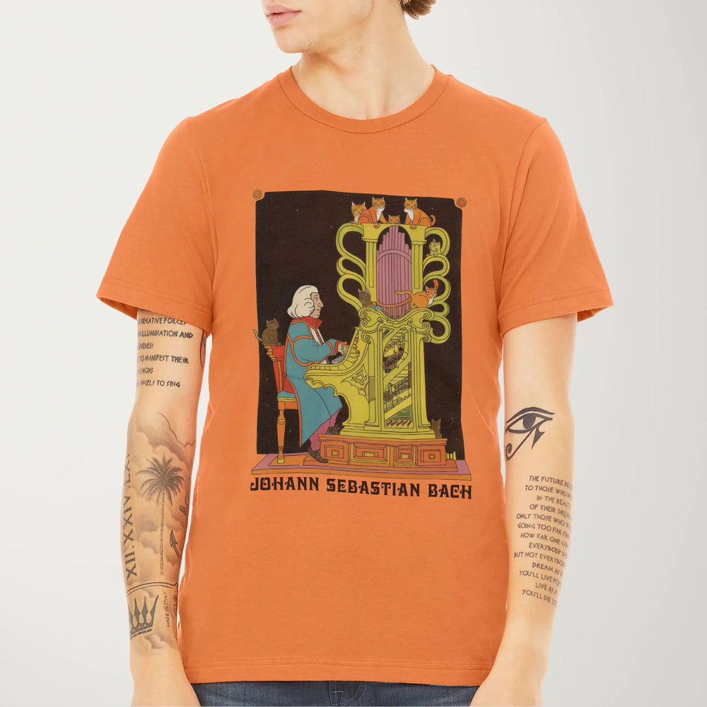 bach: organ cats classic tee in burnt orange, worn