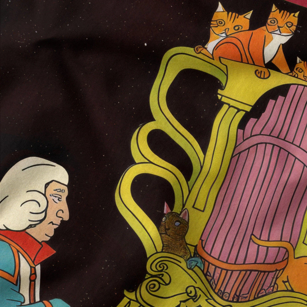bach: organ cats classic tee in canvas red, close-up of the print