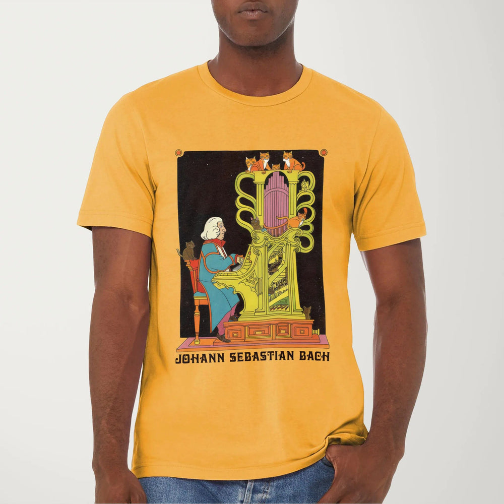 bach: organ cats classic tee in mustard, worn