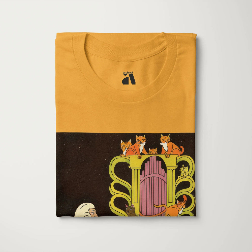 bach: organ cats classic tee in mustard, folded