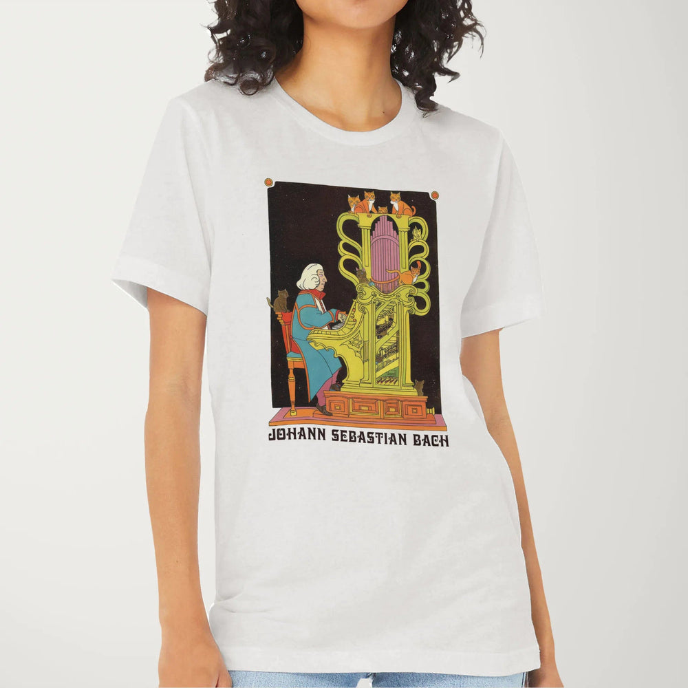 bach: organ cats classic tee in vintage white, worn