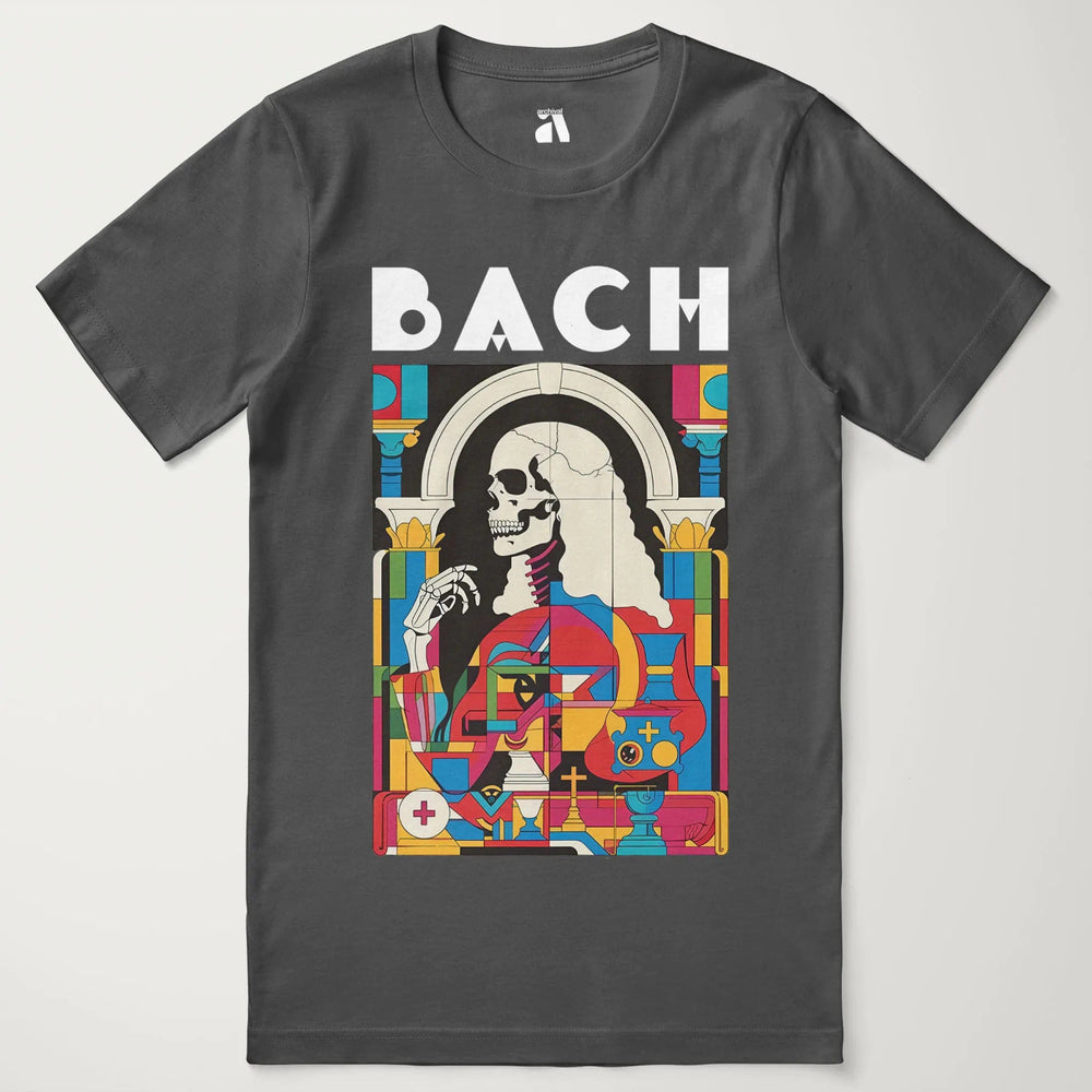 j.s. bach: skeleton classic tee in asphalt, laid flat
