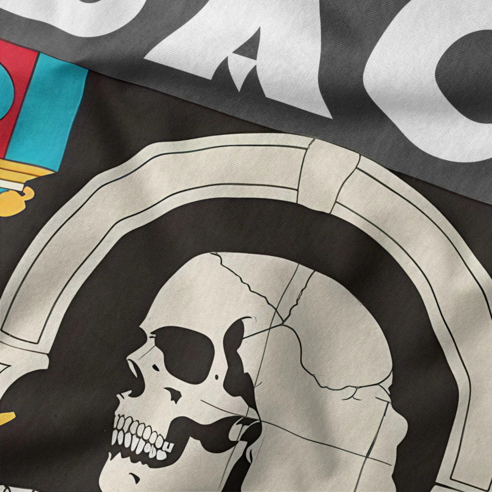 j.s. bach: skeleton classic tee in asphalt, close-up of the print