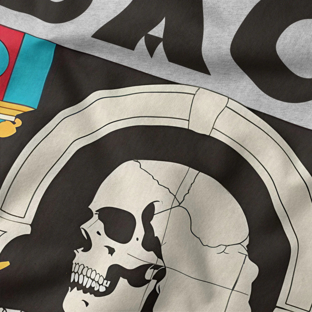 j.s. bach: skeleton classic tee in athletic heather, close-up of the print