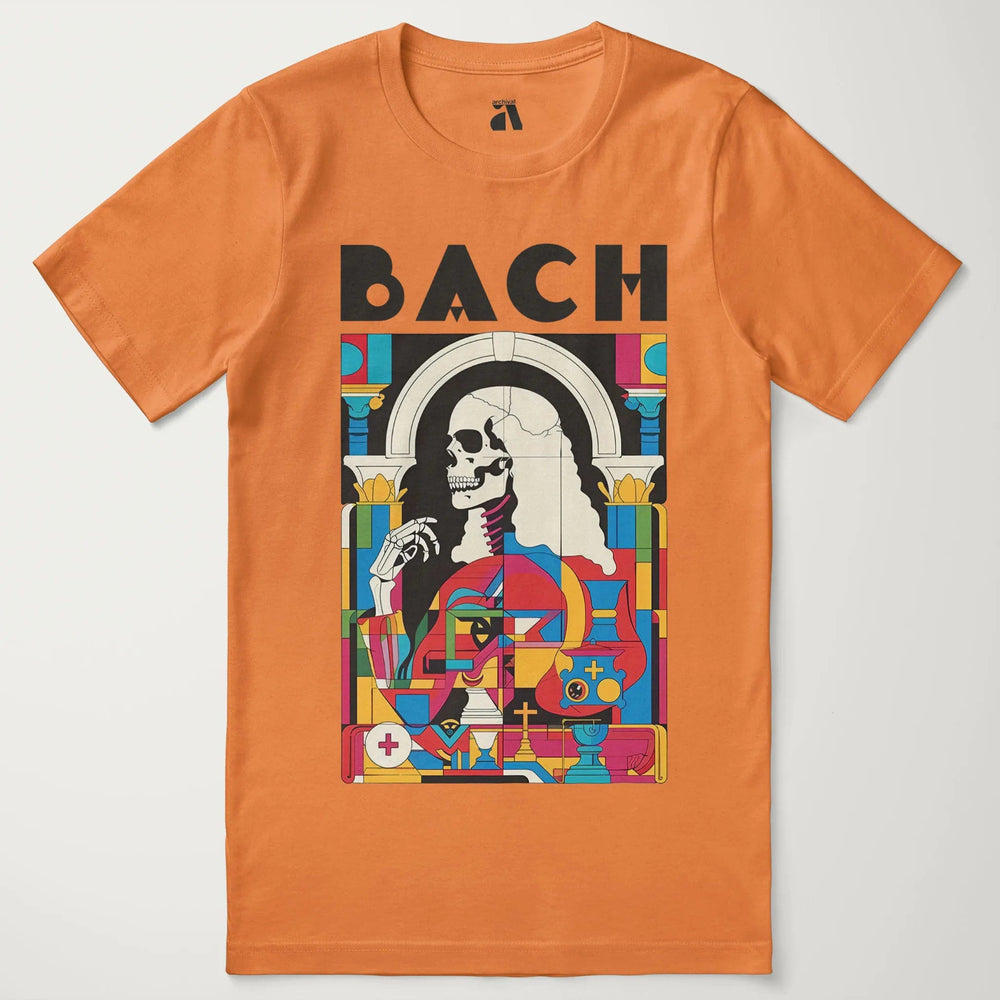 j.s. bach: skeleton classic tee in burnt orange, laid flat