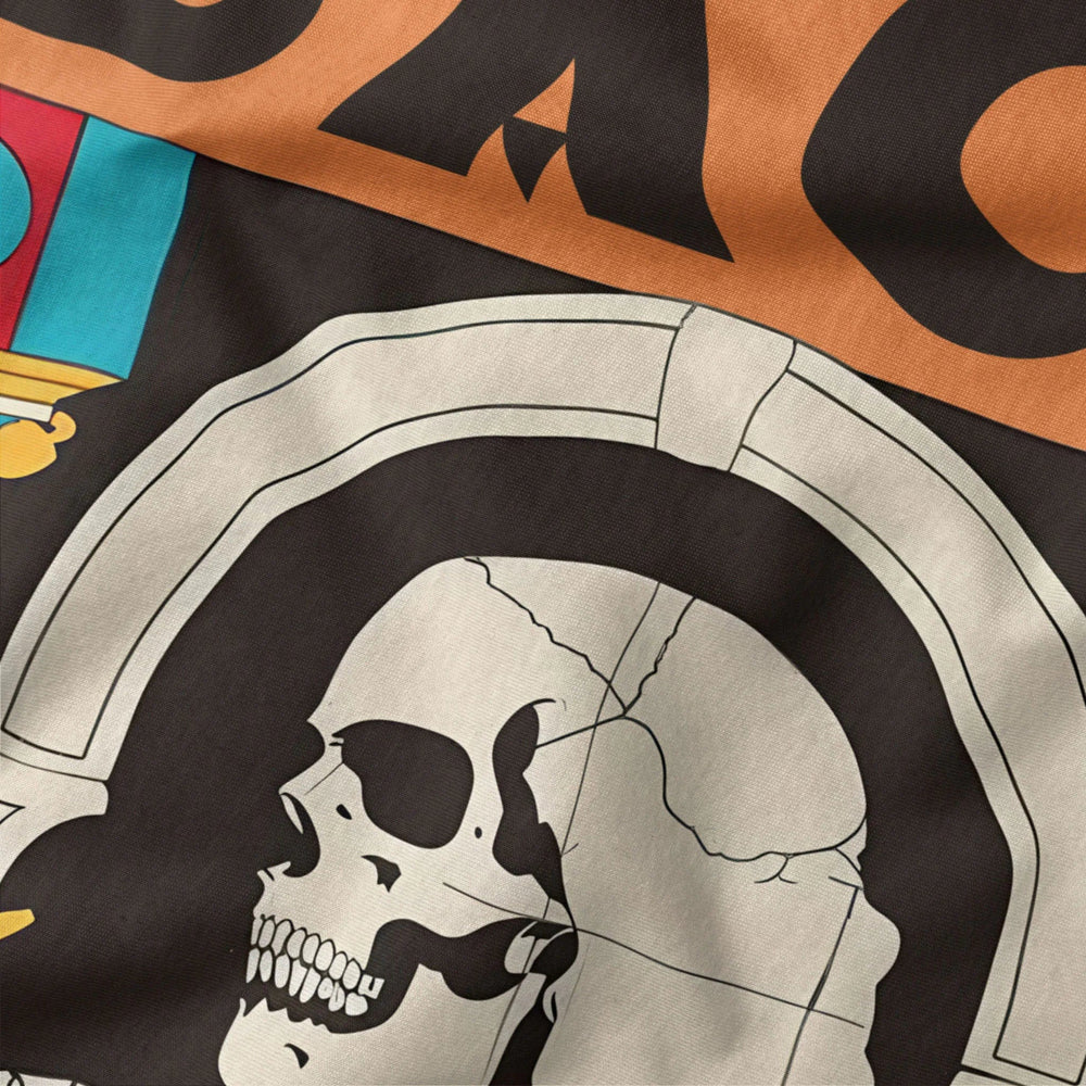 j.s. bach: skeleton classic tee in burnt orange, close-up of the print