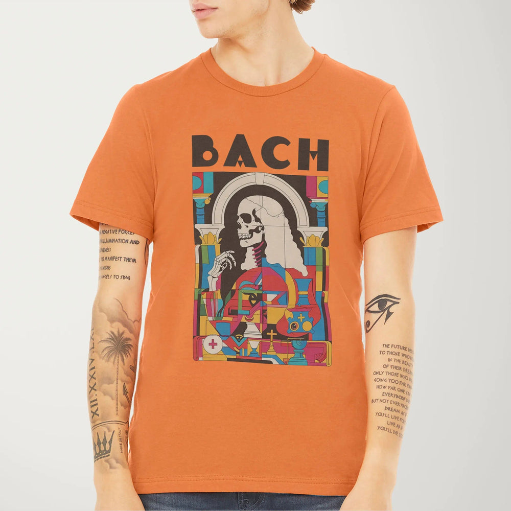 j.s. bach: skeleton classic tee in burnt orange, worn