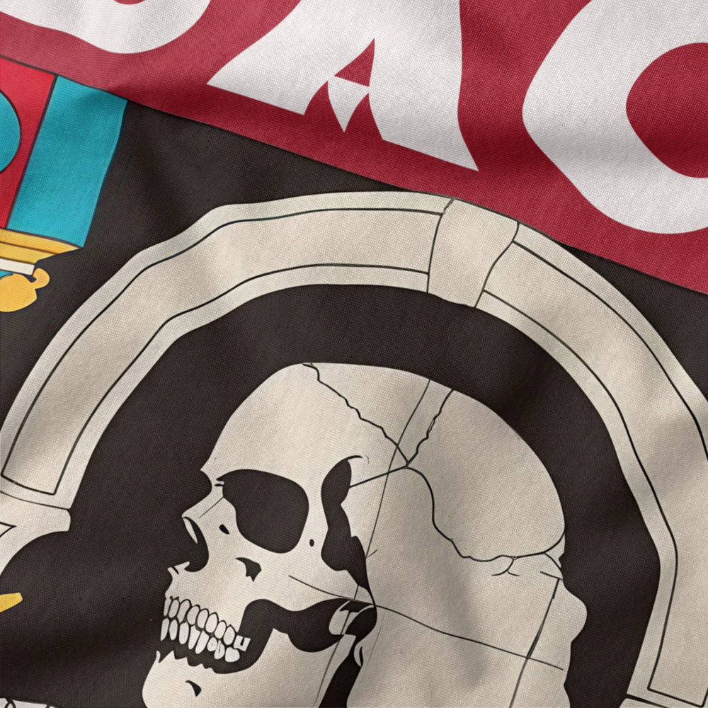 j.s. bach: skeleton classic tee in canvas red, close-up of the print