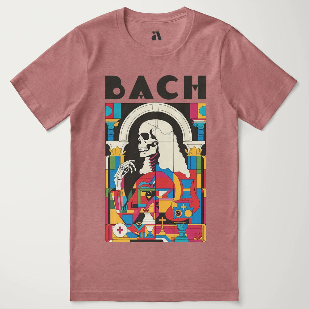 j.s. bach: skeleton classic tee in heather mauve, laid flat