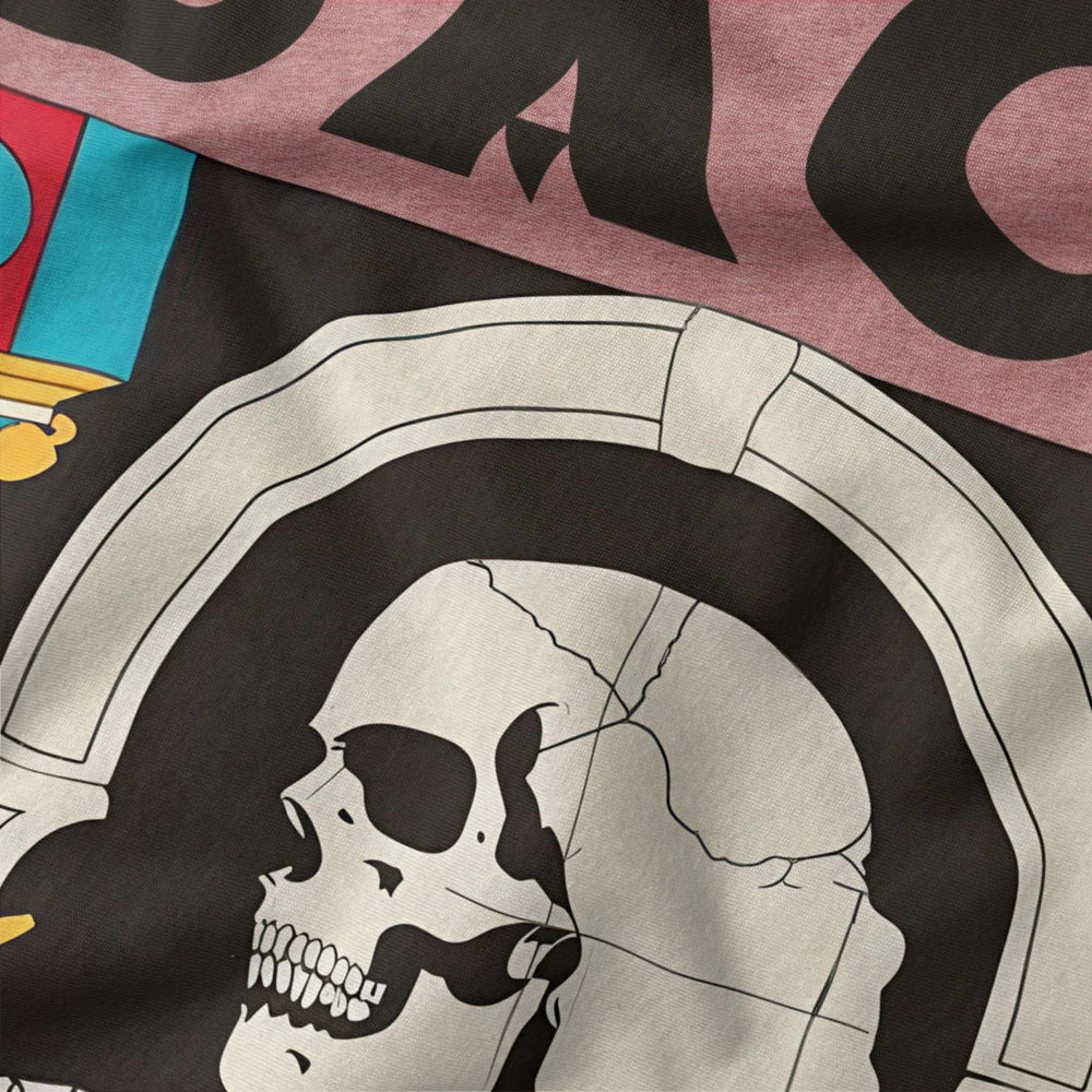 j.s. bach: skeleton classic tee in heather mauve, close-up of the print