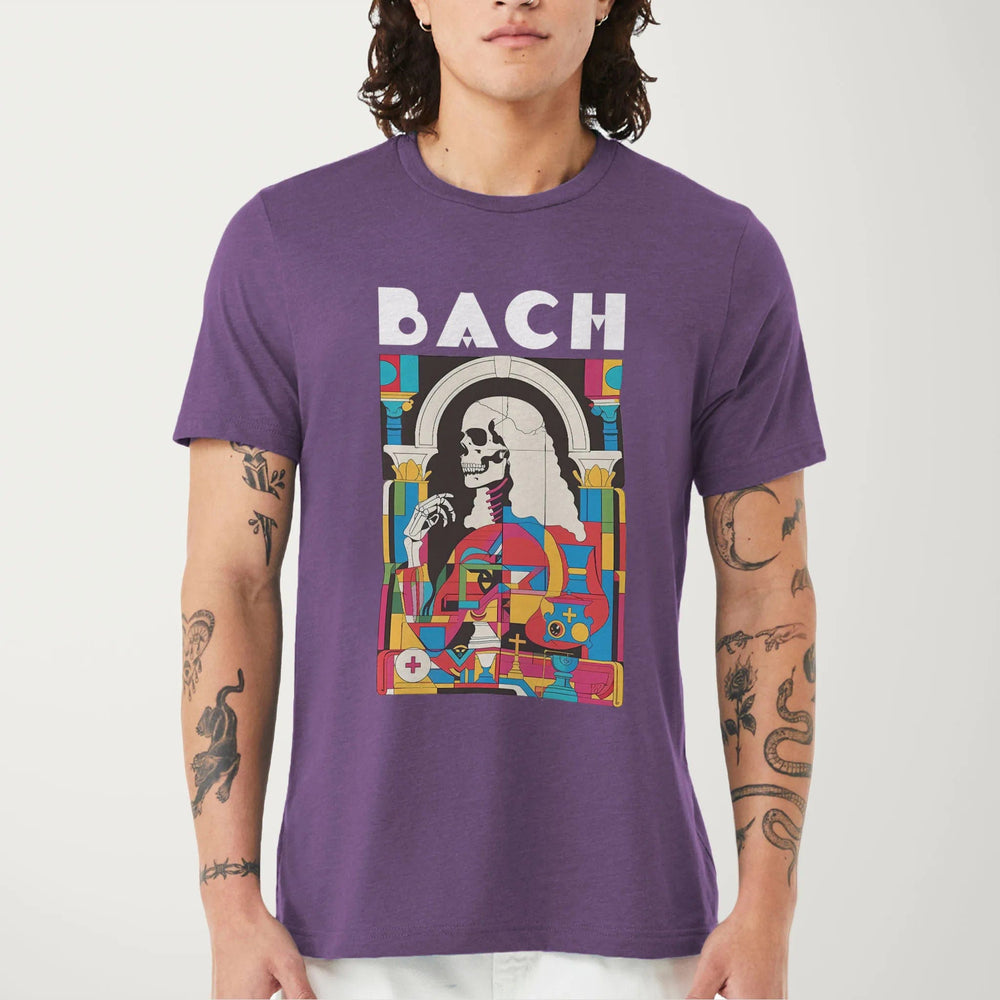 j.s. bach: skeleton classic tee in heather team purple, worn