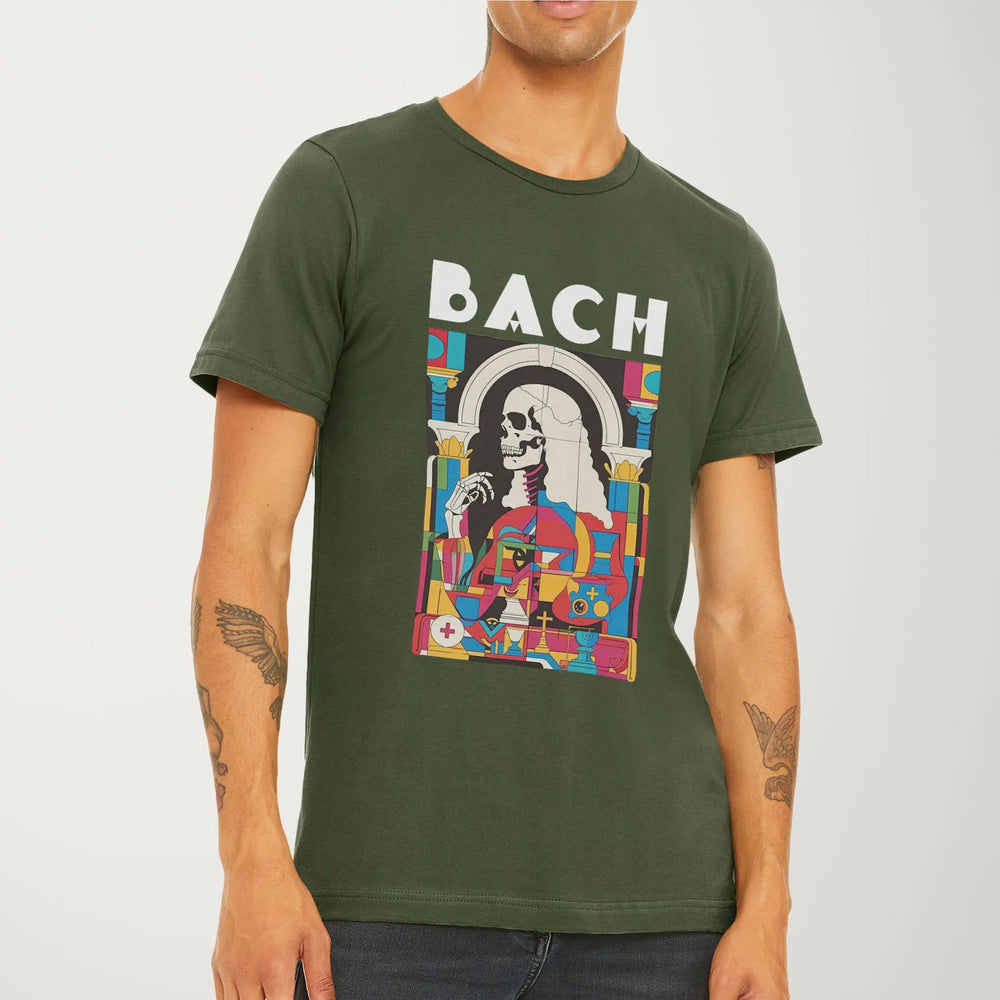 j.s. bach: skeleton classic tee in military green, worn