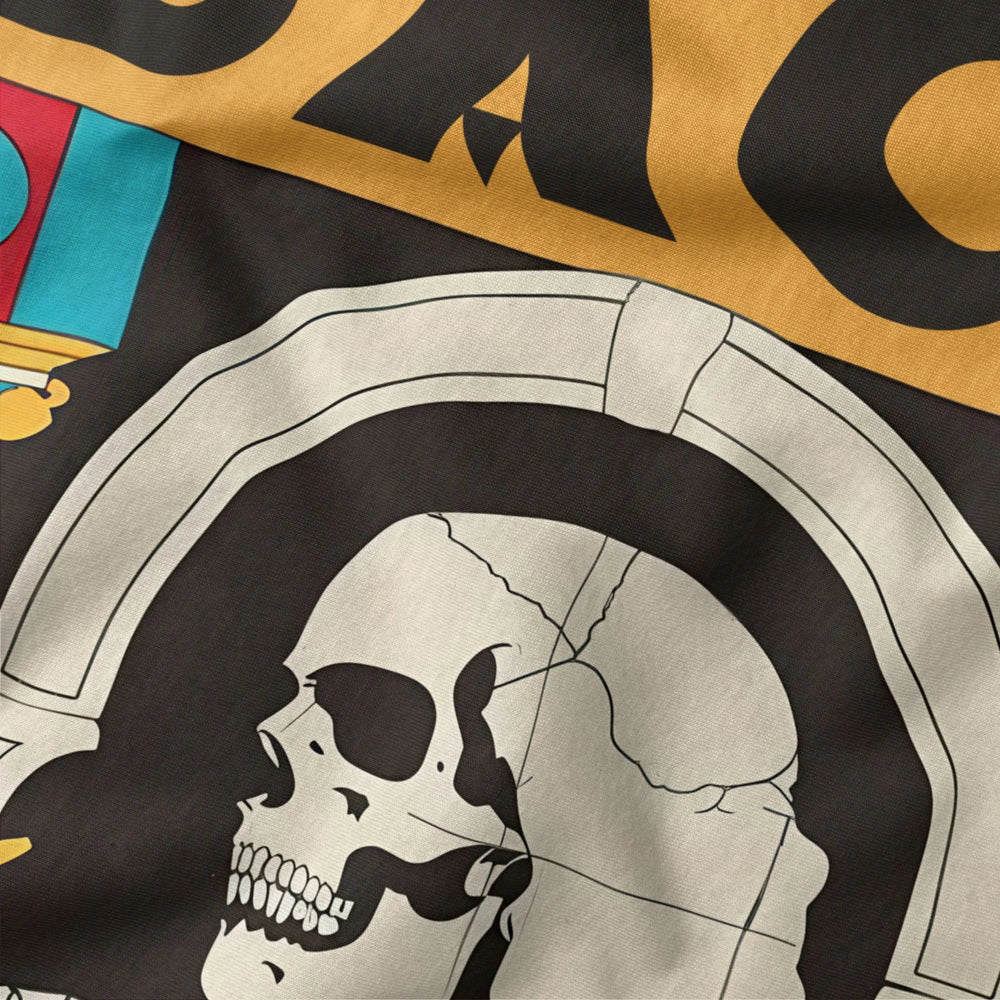j.s. bach: skeleton classic tee in mustard, close-up of the print