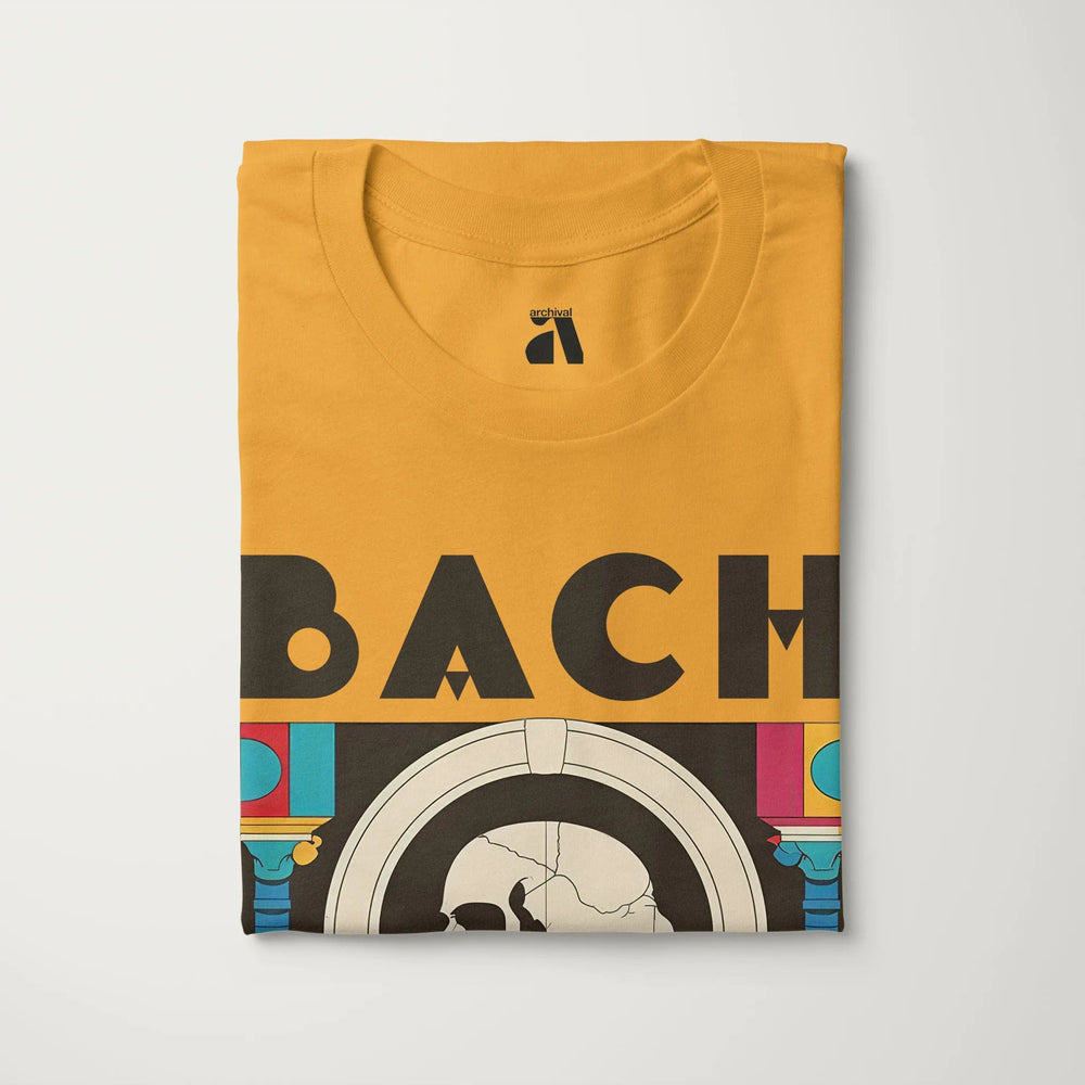 j.s. bach: skeleton classic tee in mustard, folded