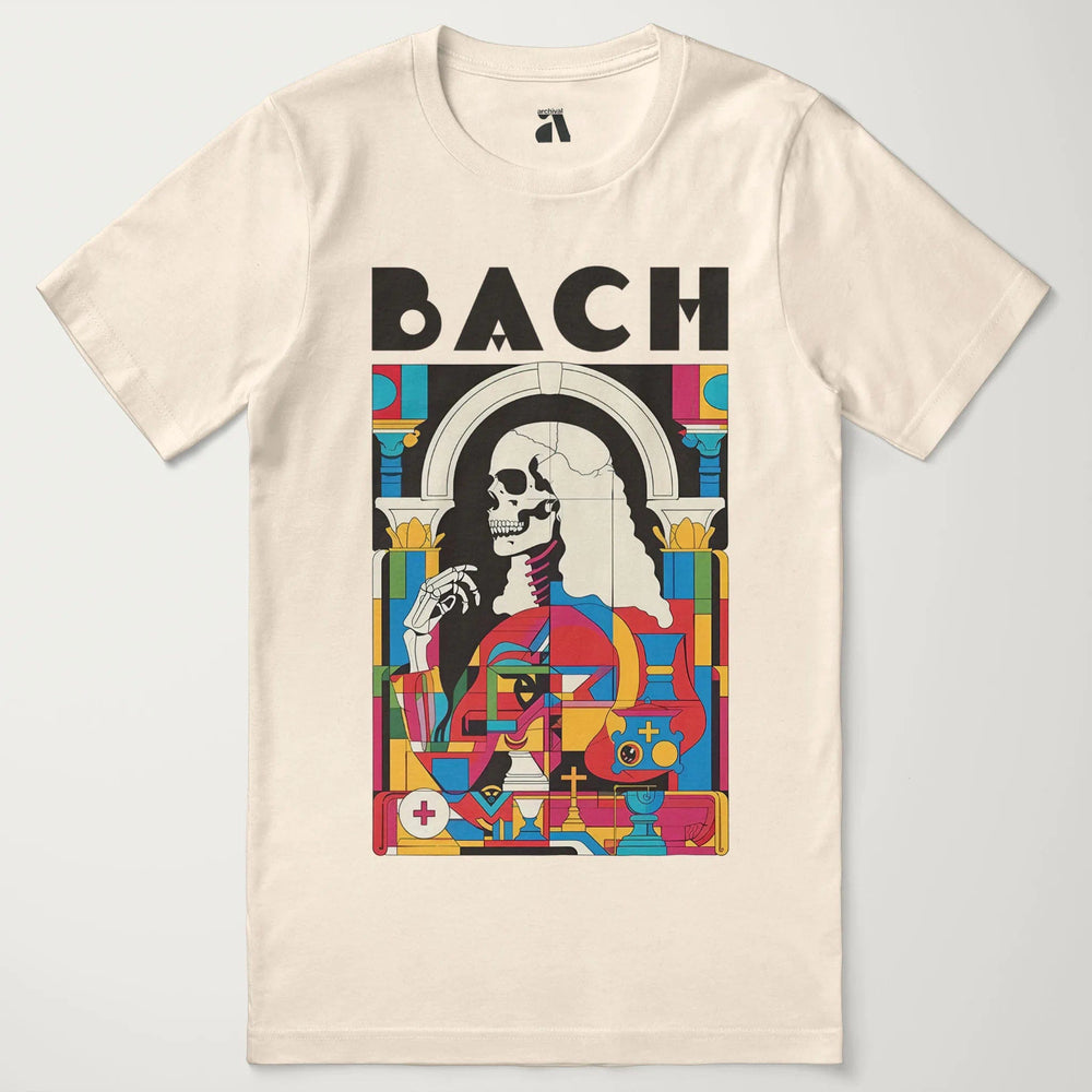 j.s. bach: skeleton classic tee in natural, laid flat