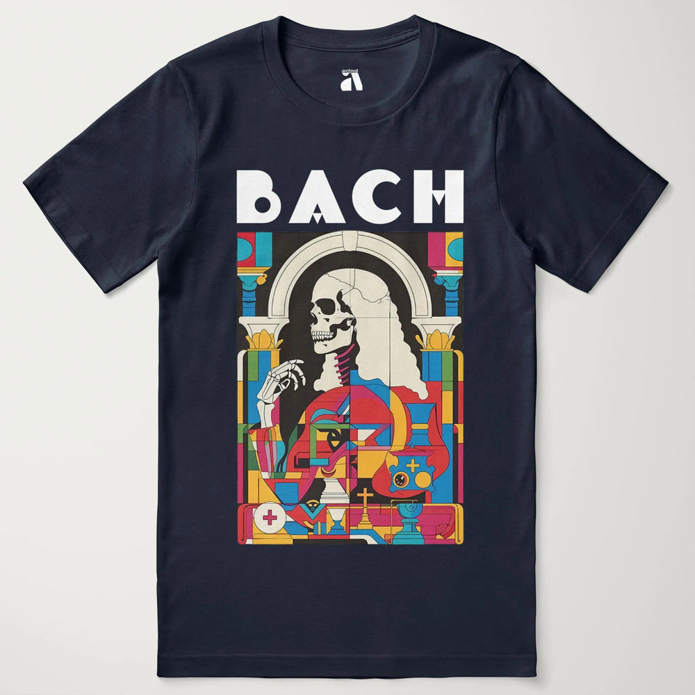 j.s. bach: skeleton classic tee in navy, laid flat