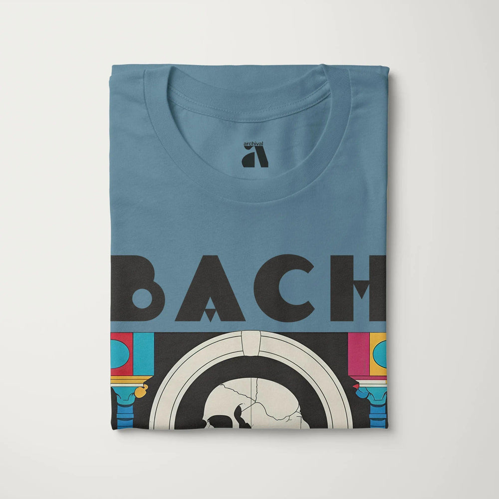 j.s. bach: skeleton classic tee in steel blue, folded