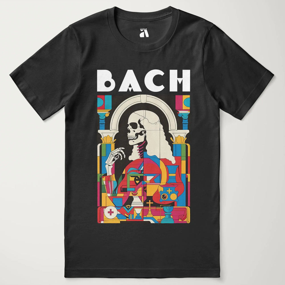 j.s. bach: skeleton classic tee in vintage black, laid flat