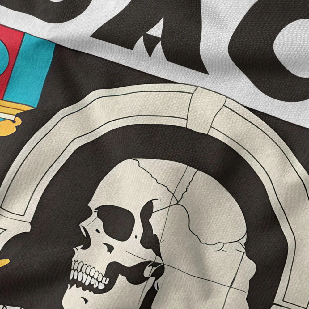 j.s. bach: skeleton classic tee in vintage white, close-up of the print