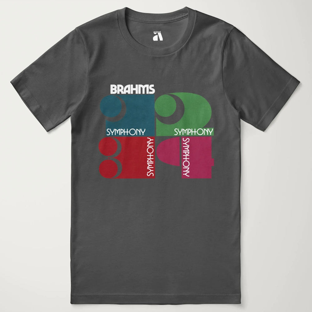 brahms: four symphonies classic tee in asphalt, laid flat