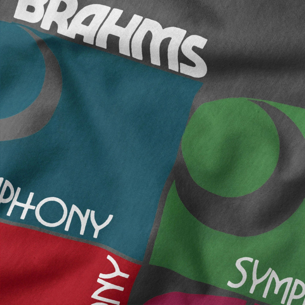 brahms: four symphonies classic tee in asphalt, close-up of the print