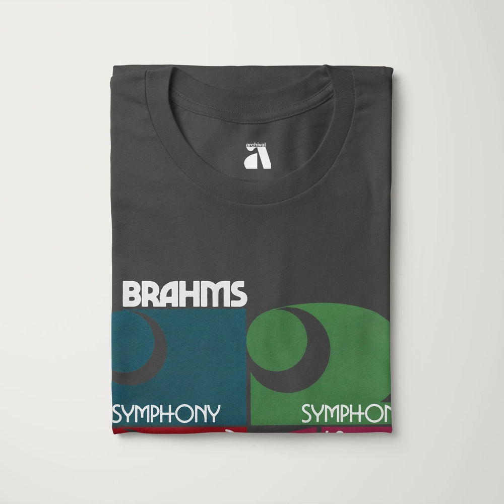 brahms: four symphonies classic tee in asphalt, folded