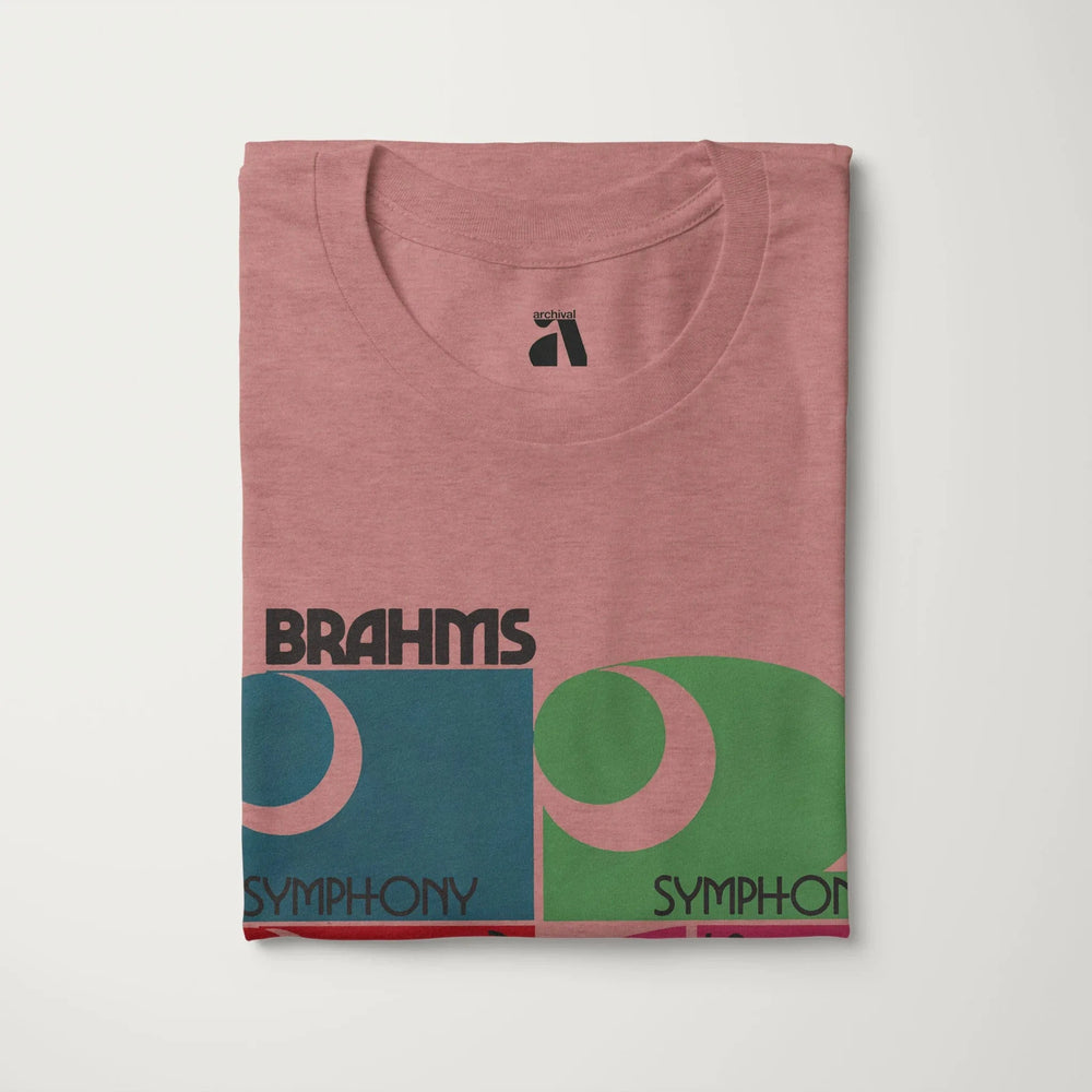 brahms: four symphonies classic tee in heather mauve, folded