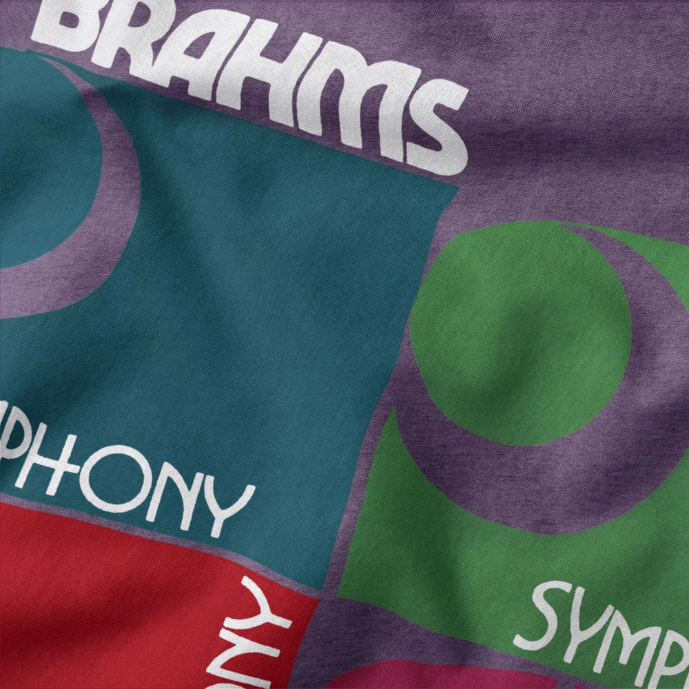 brahms: four symphonies classic tee in heather team purple, close-up of the print