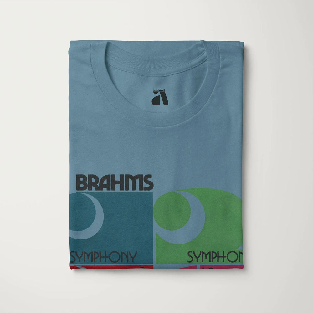 brahms: four symphonies classic tee in steel blue, folded