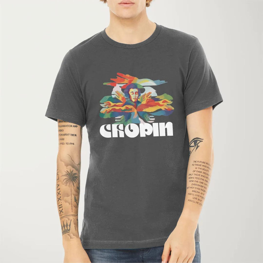 chopin: illustrated classic tee in asphalt, worn
