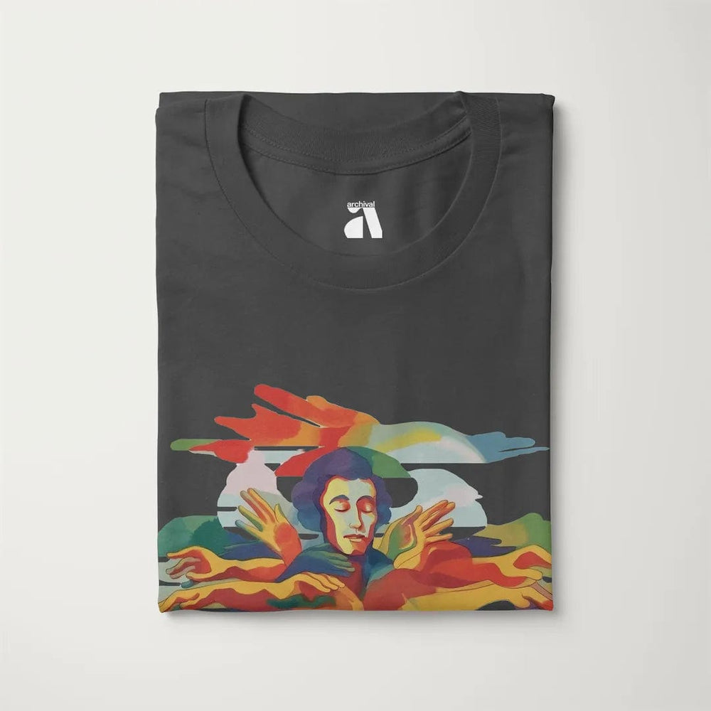 chopin: illustrated classic tee in asphalt, folded