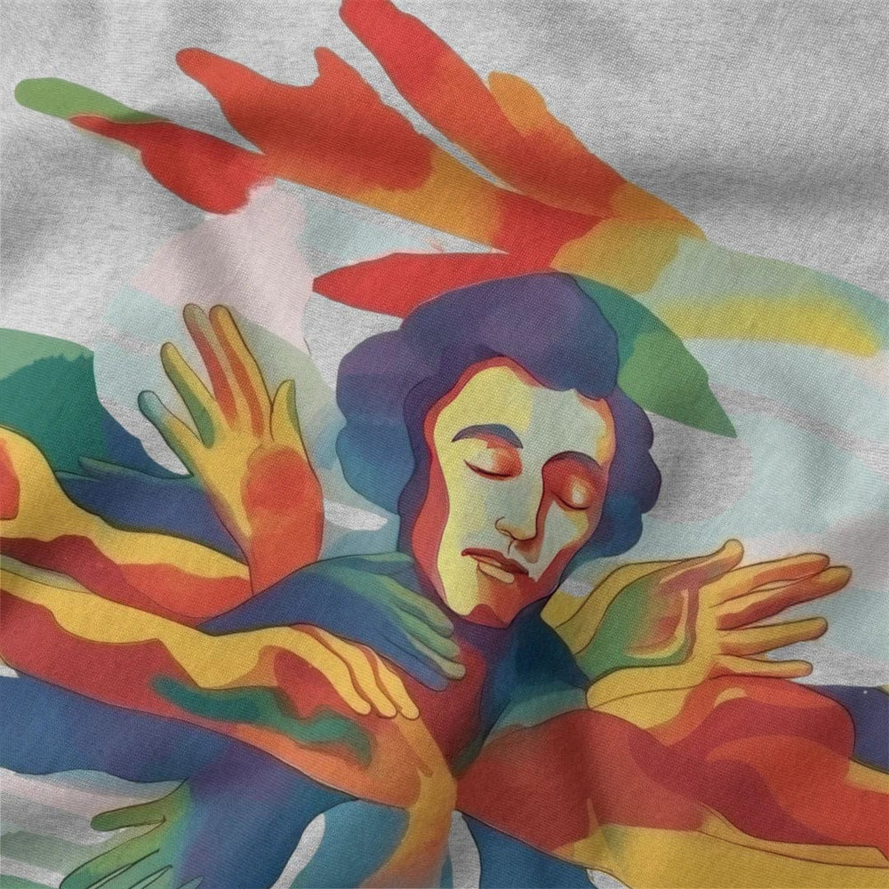 chopin: illustrated classic tee in athletic heather, close-up of the print