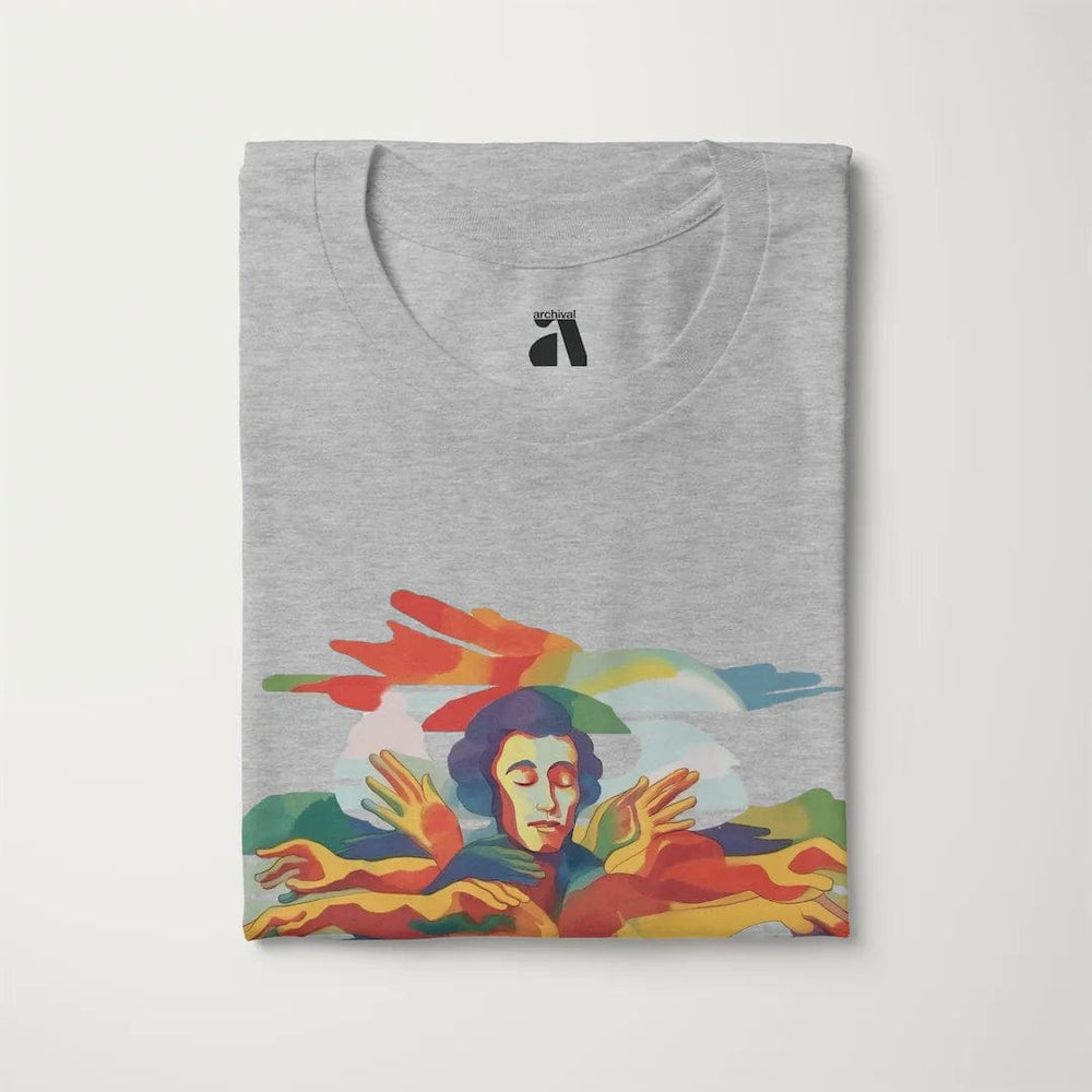 chopin: illustrated classic tee in athletic heather, folded