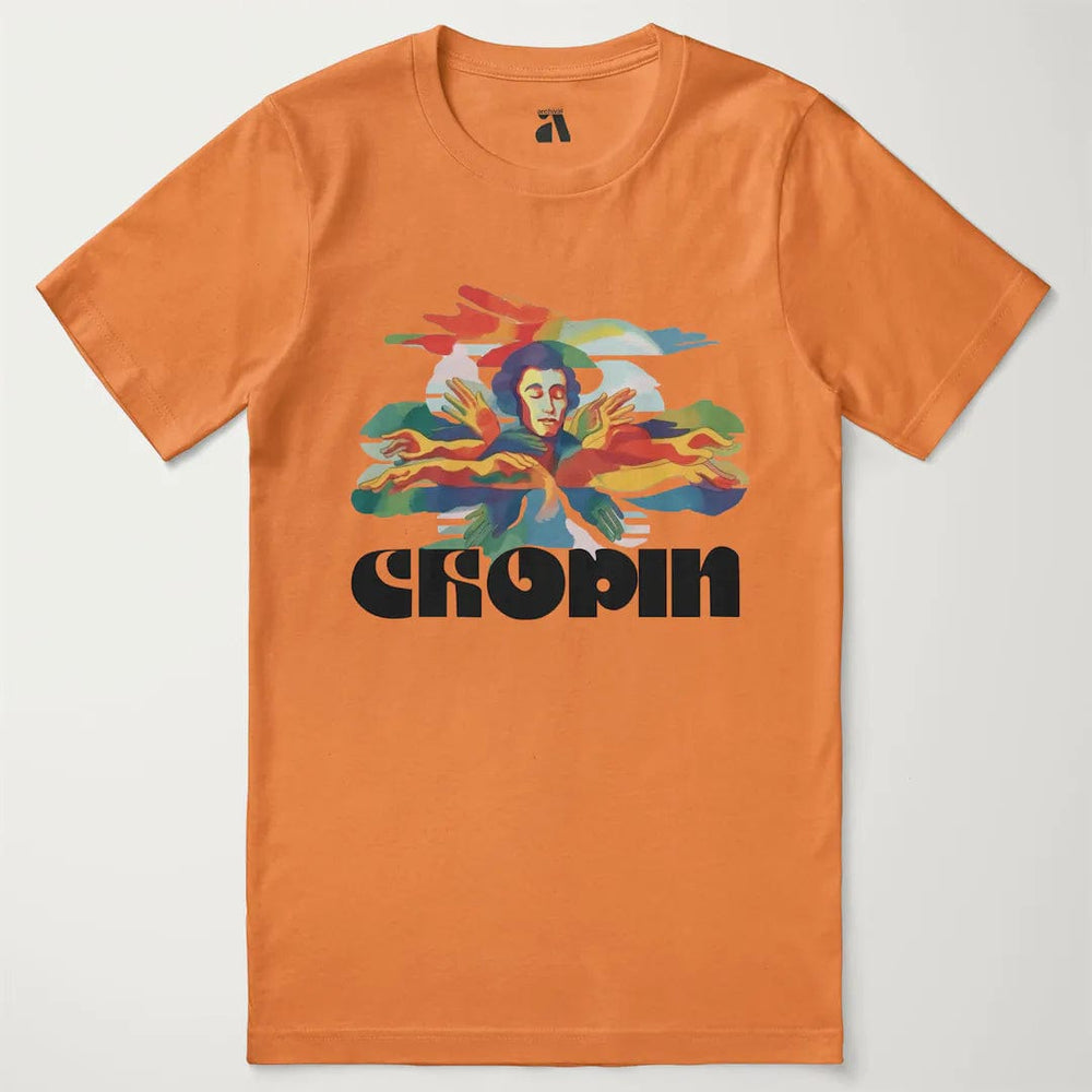 chopin: illustrated classic tee in burnt orange, laid flat