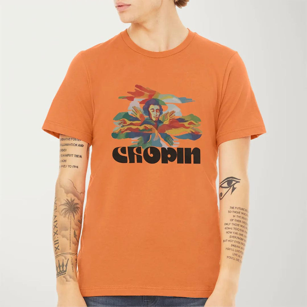 chopin: illustrated classic tee in burnt orange, worn