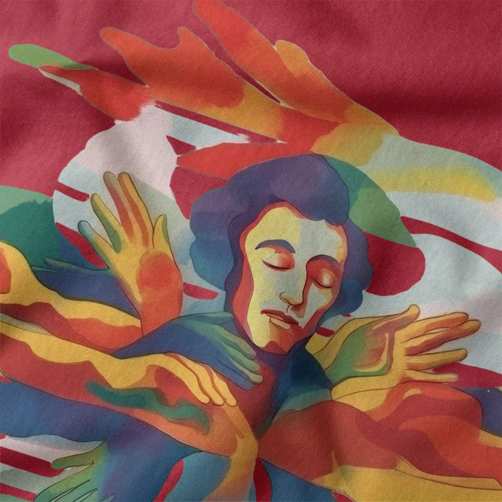chopin: illustrated classic tee in canvas red, close-up of the print