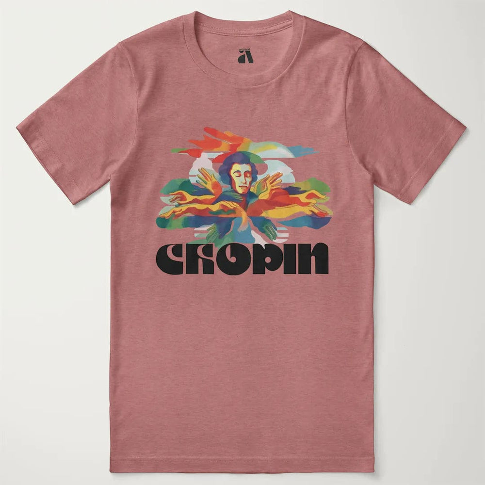 chopin: illustrated classic tee in heather mauve, laid flat