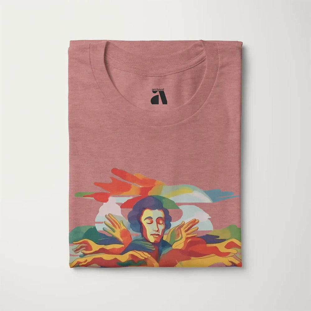 chopin: illustrated classic tee in heather mauve, folded