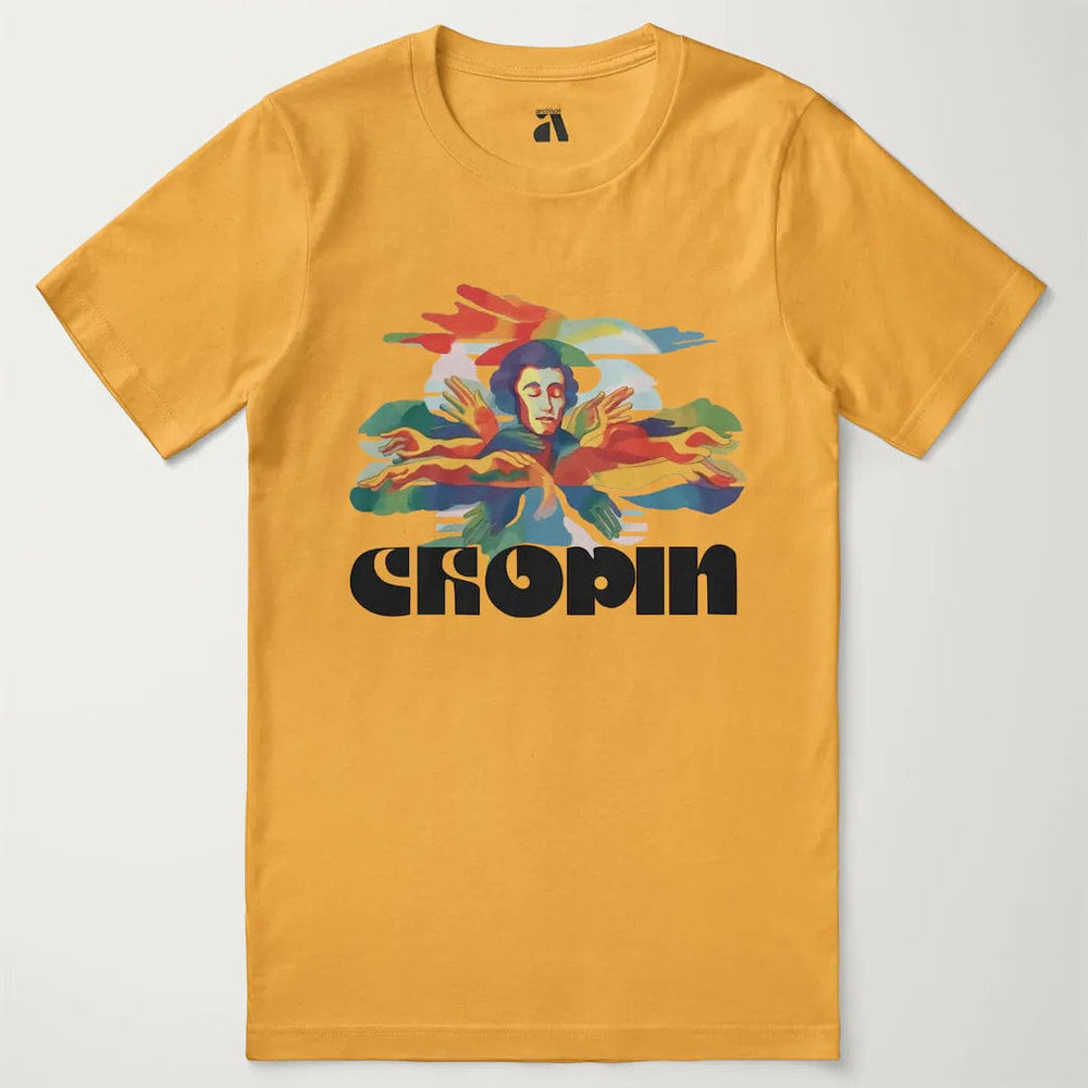 chopin: illustrated classic tee in mustard, laid flat