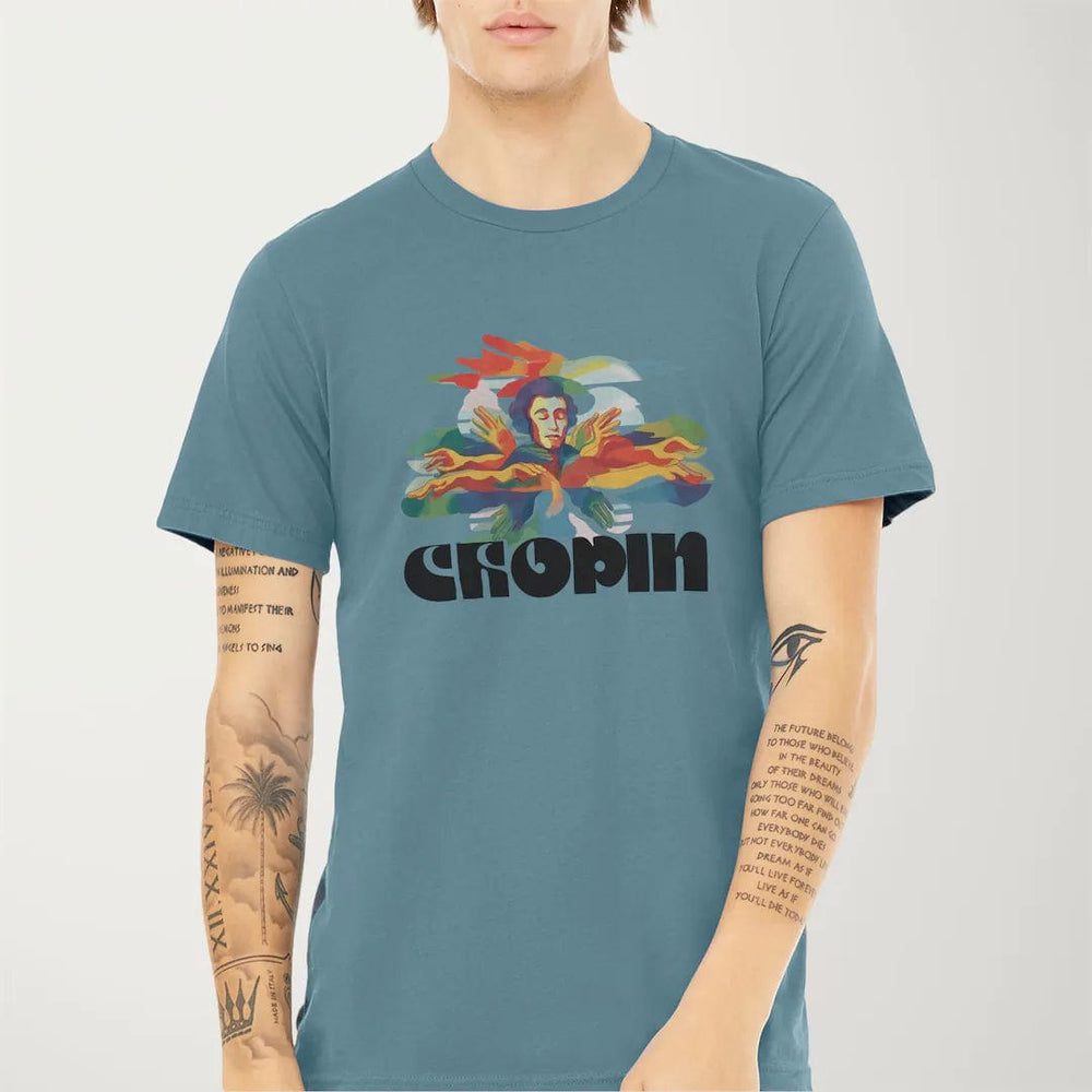 chopin: illustrated classic tee in steel blue, worn