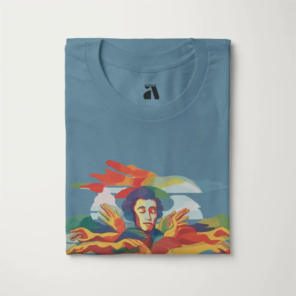 chopin: illustrated classic tee in steel blue, folded