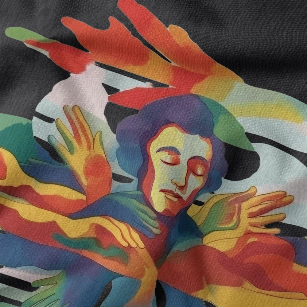 chopin: illustrated classic tee in vintage black, close-up of the print