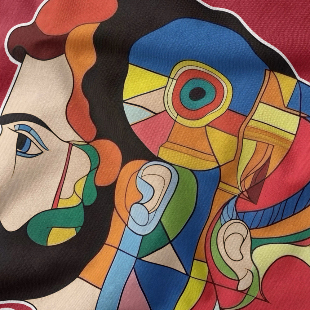ravel: daphnis et chloé classic tee in canvas red, close-up of the print