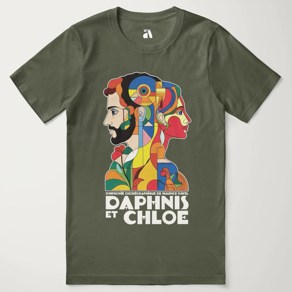 ravel: daphnis et chloé classic tee in military green, laid flat